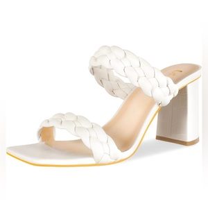 Leevar White Womens Braided Sandals Size 8